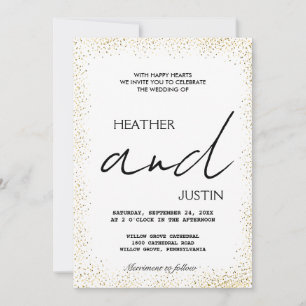 Invitación a la boda tradicional con guión minimal