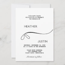 Invitación a la boda tradicional con guión minimal