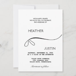 Invitación a la boda tradicional con guión minimal