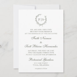 Invitación a la boda tradicional de la corona verd