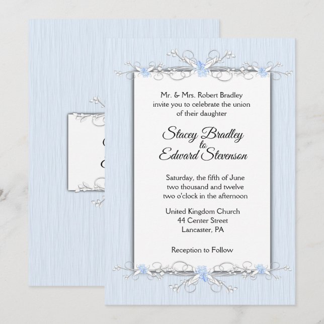 Invitación a la boda tradicional de la simplicidad (Anverso / Reverso)