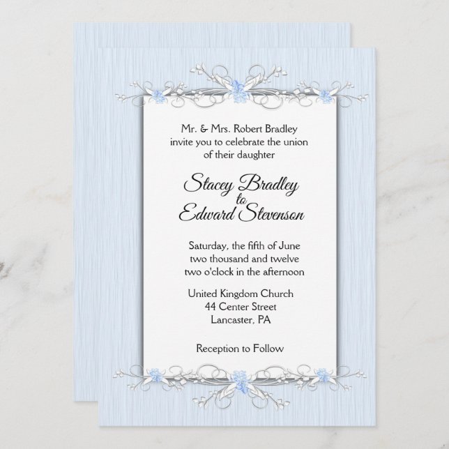 Invitación a la boda tradicional de la simplicidad (Anverso / Reverso)