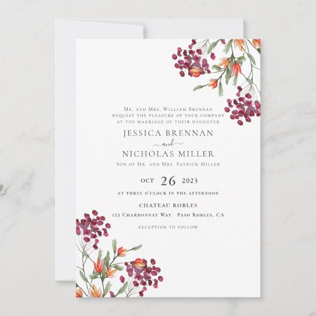 Invitación a la boda tradicional del prado de flor (Anverso)