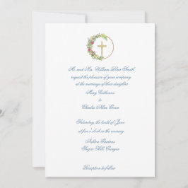 Invitación a la boda tradicional Floral cruzada de