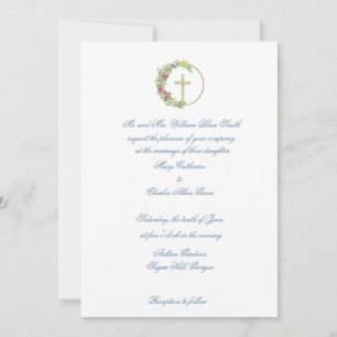 Invitación a la boda tradicional Floral cruzada de