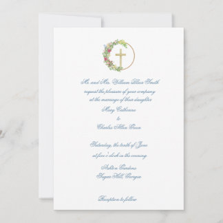 Invitación a la boda tradicional Floral cruzada de