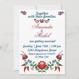 Invitación a la boda tradicional húngara floral