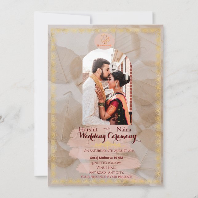 Invitación a la boda tradicional india (Anverso)