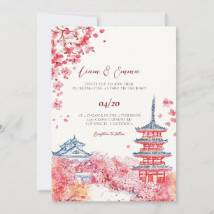 Invitación a la boda tradicional japonesa de paisa