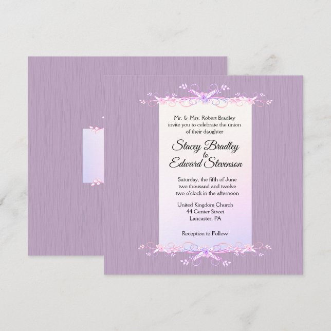 Invitación a la boda tradicional Lilac Simplicity (Anverso / Reverso)
