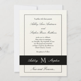 Invitación a la boda tradicional negra| Monograma