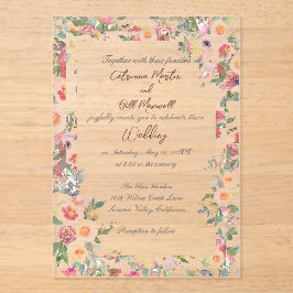 Invitación a la boda transparente acrílica de los