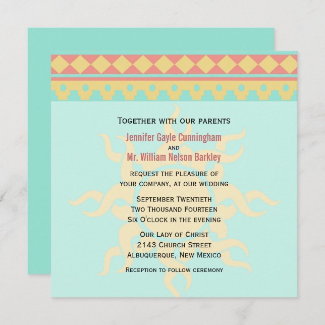 Invitación a la boda tribal del suroeste (Anverso / Reverso)