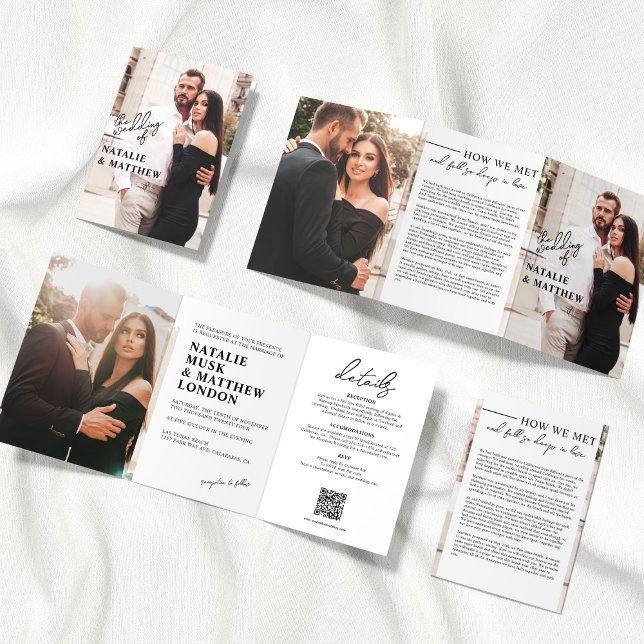 Invitación a la boda triple de la foto moderna (Subido por el creador)