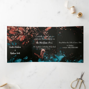 Invitación a la boda triple personalizado (negro)