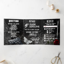 Invitación a la boda triple que dura Adeline Za