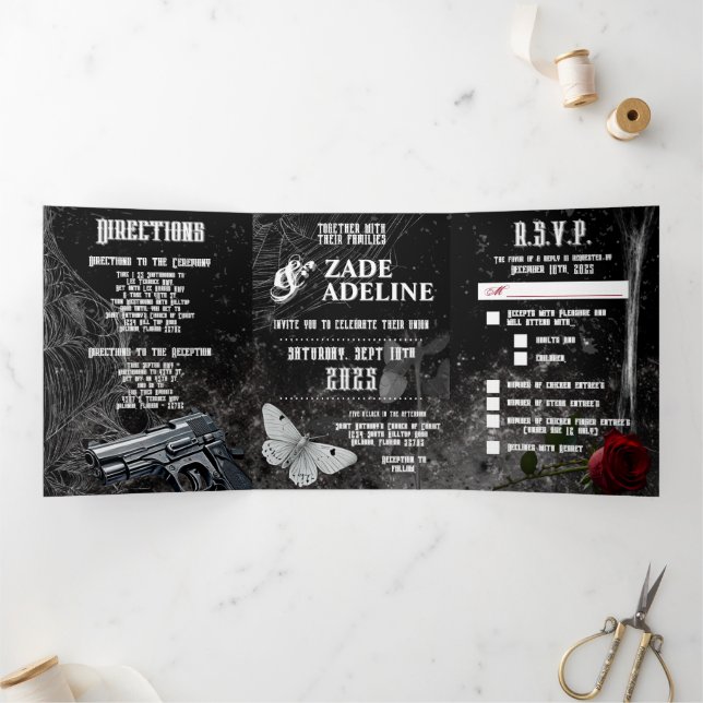 Invitación a la boda triple que dura Adeline Za (Interior)