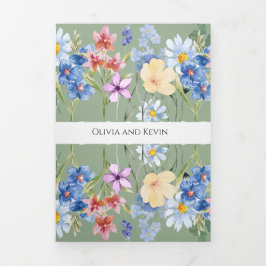 Invitación a la boda triplemente de flor silvestre