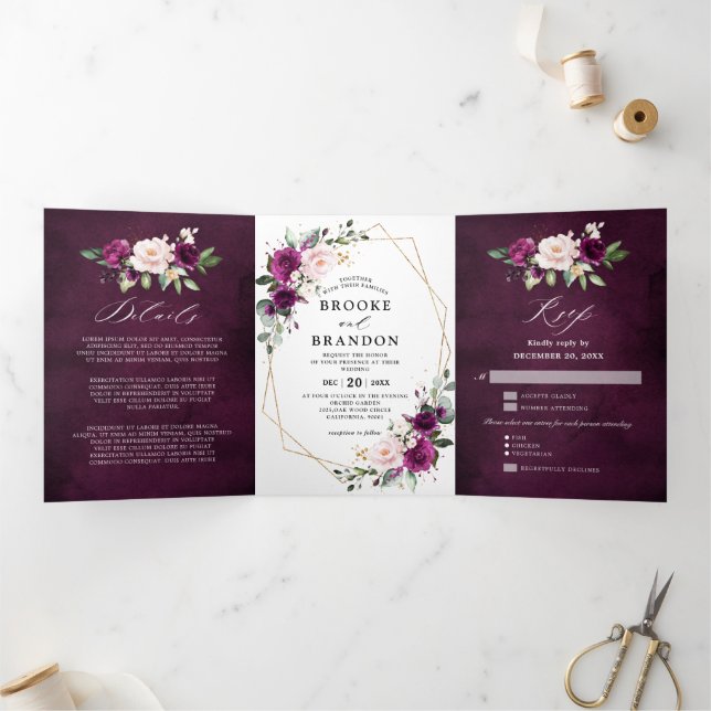 Invitación a la boda triplemente geométrica de mar (Interior)