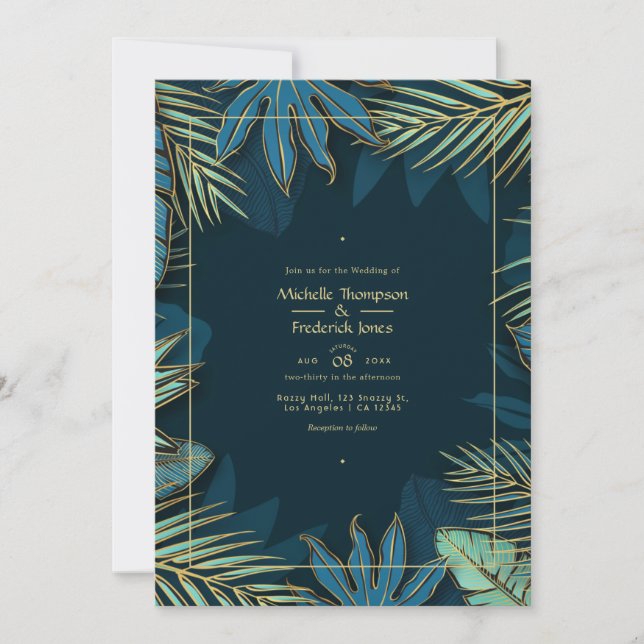 Invitación a la boda tropical (Anverso)