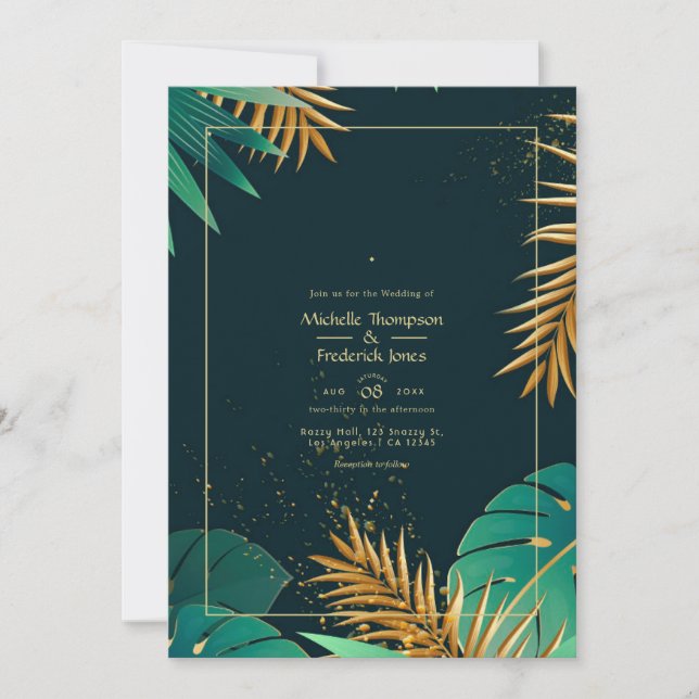 Invitación a la boda tropical (Anverso)
