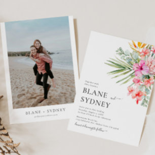 Invitación a la boda tropical acuarela floral