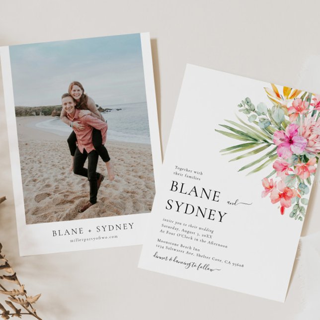 Invitación a la boda tropical acuarela floral (Subido por el creador)