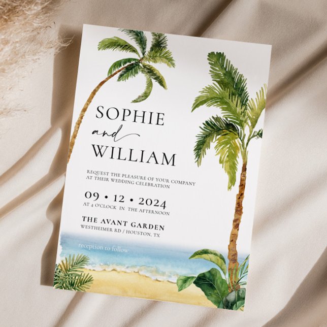 Invitación a la boda tropical costera (Subido por el creador)