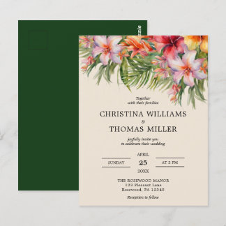 Invitación a la boda tropical de acuarela de presu
