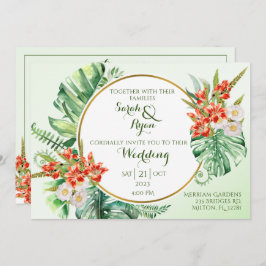 Invitación a la Boda Tropical de Anillo con Detall