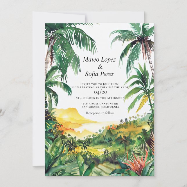 Invitación a la boda tropical de Bali (Anverso)