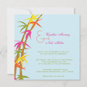 Invitación a la boda tropical de bambú