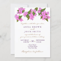 Invitación a la boda tropical de Bougainvillea