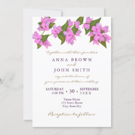 Invitación a la boda tropical de Bougainvillea