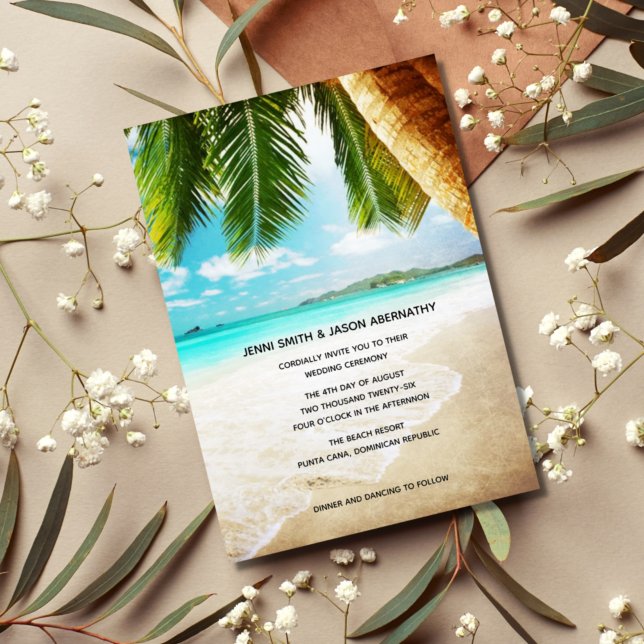 Invitación a la boda tropical de destino de playa (Subido por el creador)