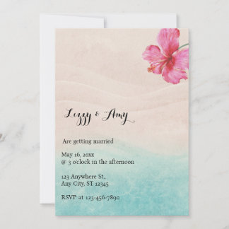 Invitación a la boda tropical de Hibiscus Beach