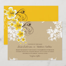 Invitación a la boda tropical de Hibiscus Yellow L