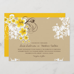 Invitación a la boda tropical de Hibiscus Yellow L