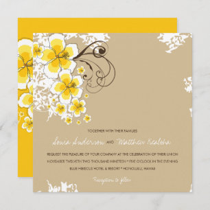 Invitación a la boda tropical de Hibiscus Yellow L