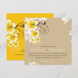 Invitación a la boda tropical de Hibiscus Yellow L