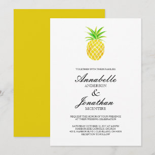 Invitación a la boda tropical de la acuarela de pi