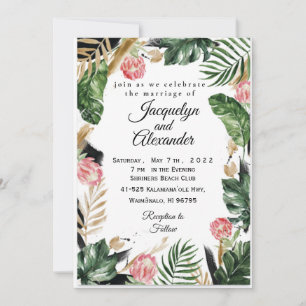 Invitación a la boda tropical de las flores del pe