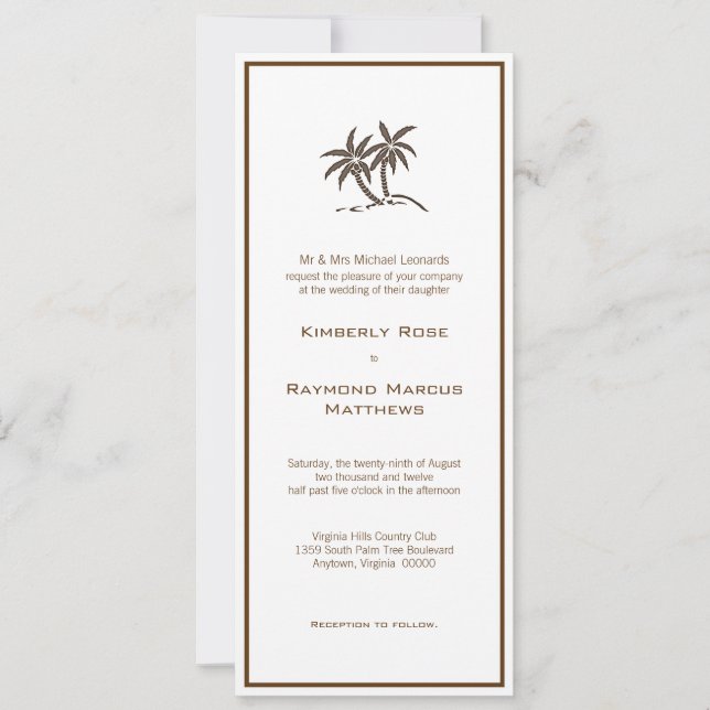 Invitación a la boda tropical de palmeras gemelas (Anverso)