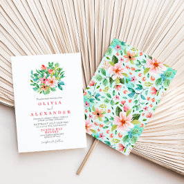 Invitación a la boda tropical de playa floral