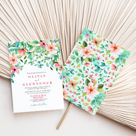 Invitación a la boda tropical de playa floral