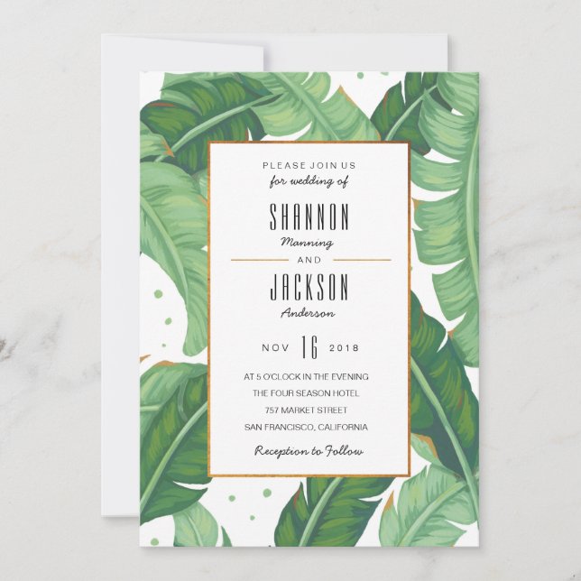 Invitación a la boda tropical de verano (Anverso)
