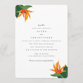 Invitación a la boda tropical del paraíso en la pl