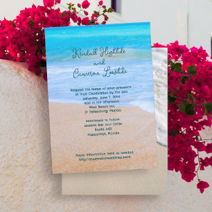Invitación a la boda tropical en el Mar Azul con R