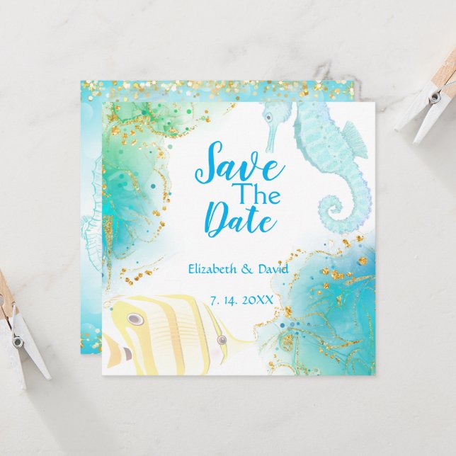 Invitación a la boda tropical en el océano (Anverso/Reverso In Situ)