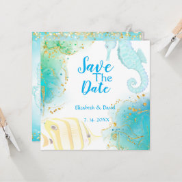 Invitación a la boda tropical en el océano